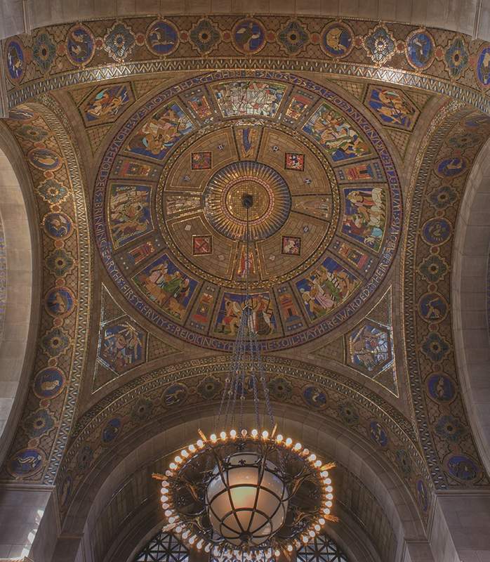 Tile vaulting with mosaic murals
