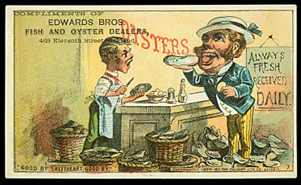 advertising card for Edwards Bros. oysters