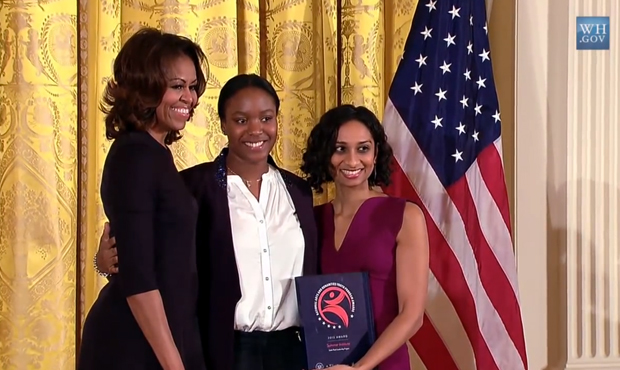 Michelle Obama awards 2013 NAHYPA to Sadie Nash Leadership Project