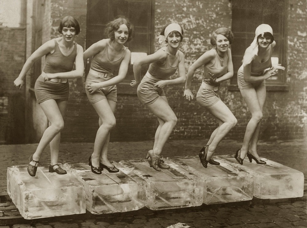Female dancers performing the Charleston.