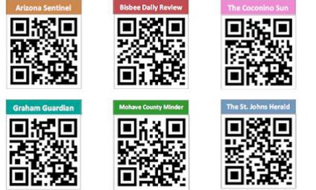 A screenshot of QR codes linked to various digitized newspapers.