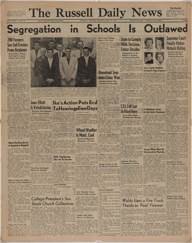 "Segregation in Schools is Outlawed," The Russell Daily News, May 17, 1954