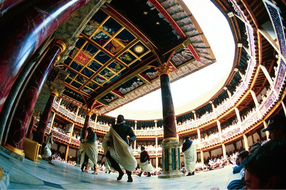 A performance of Julius Caesar at the Globe Theatre, 1999. 