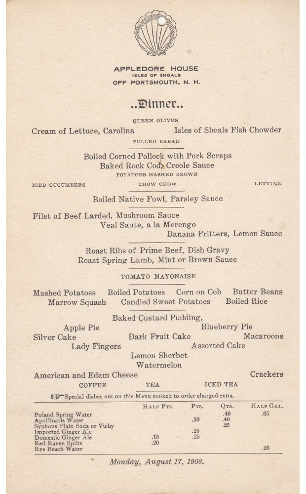 Collection: Appledore House Menus