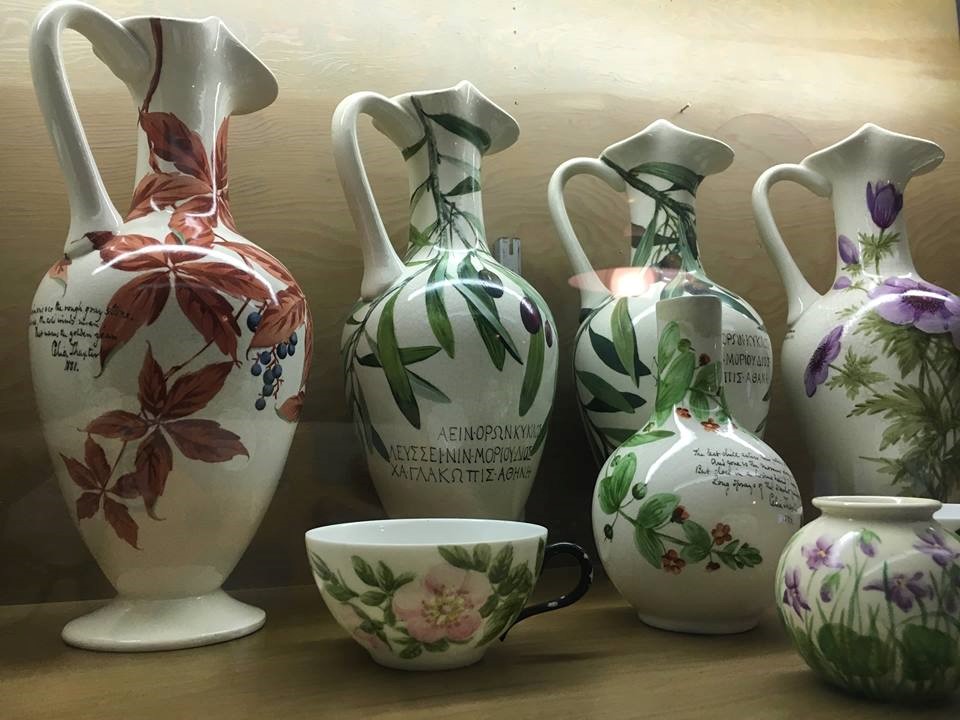Original hand-painted Celia Thaxter pottery