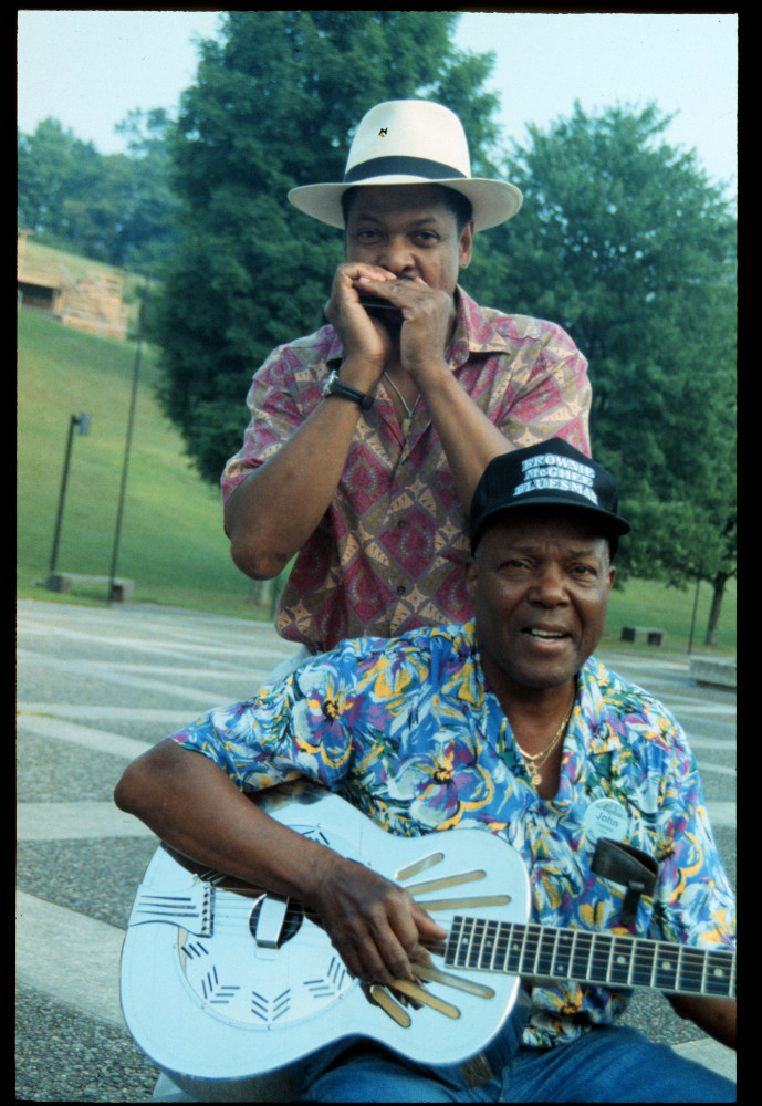 Photograph of John Cephas (guitar) and Phil Wiggins (harmonica)