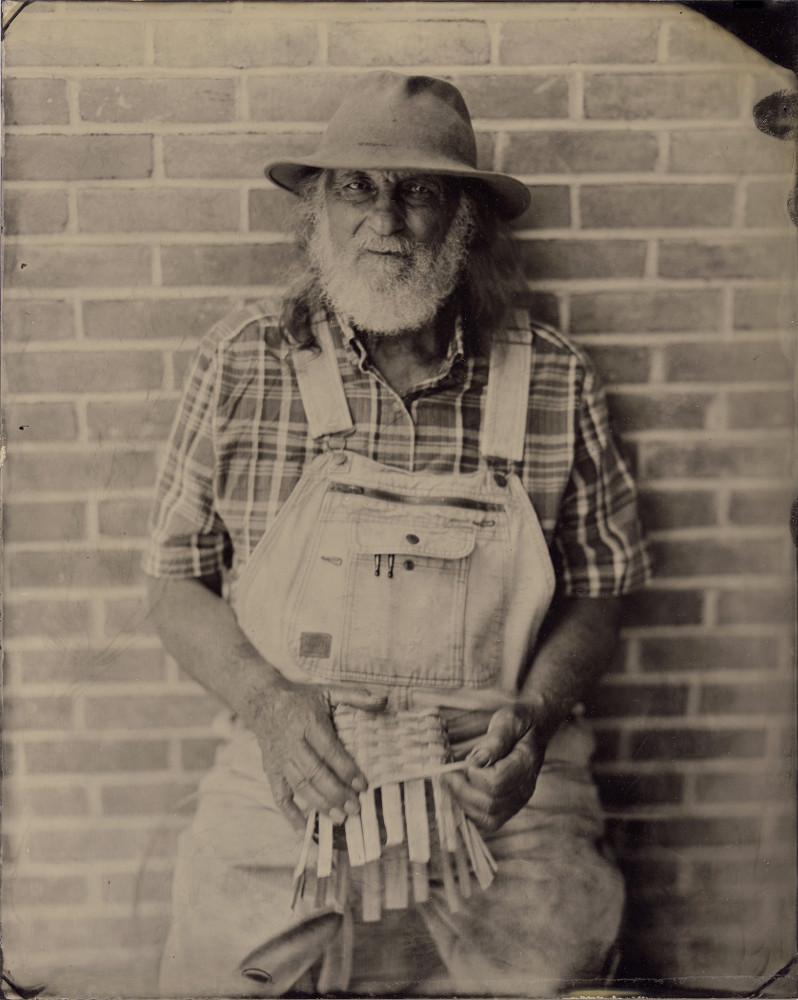 Tintype photograph of Alan Miller at Augusta Heritage Center