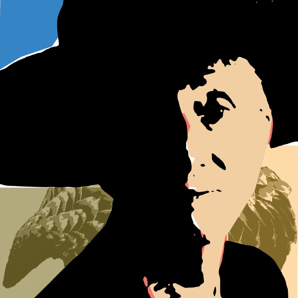 Color illustration of poet Marianne Moore.