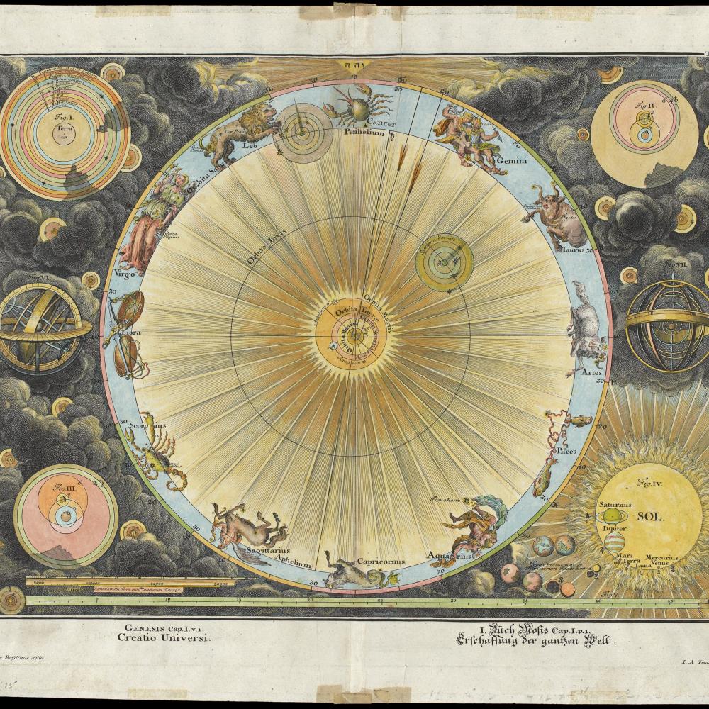 A round compass-like drawing which depicts the many directions of the winds, each one personified by its own character.