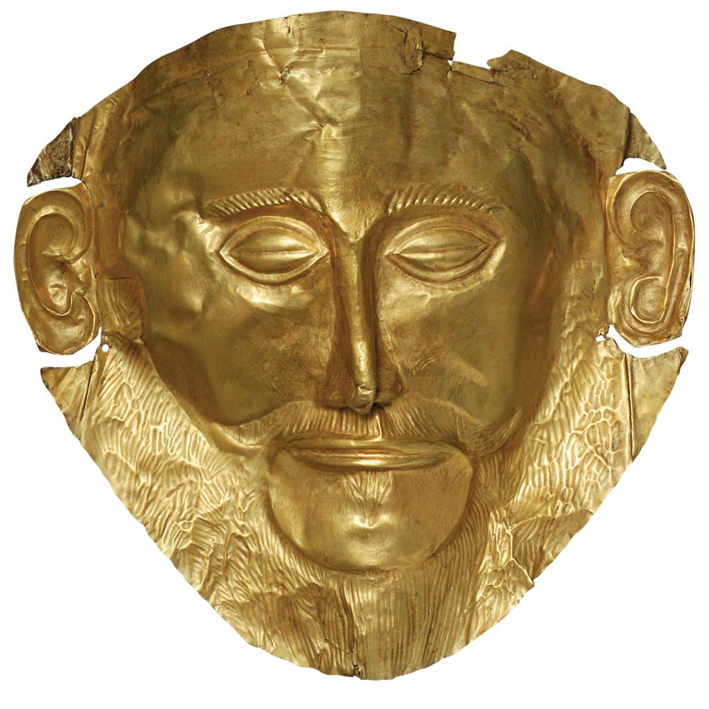 Mask of Agamemnon, done in gold