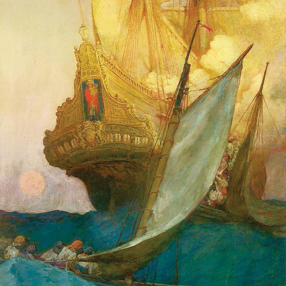 Painting of a ship at sea