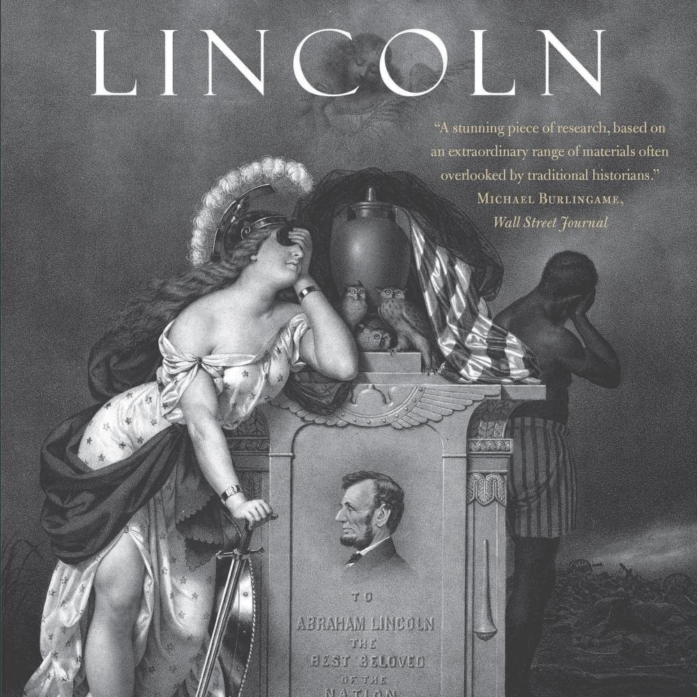 A black and white book cover design which shows a woman lamenting, among other figures.