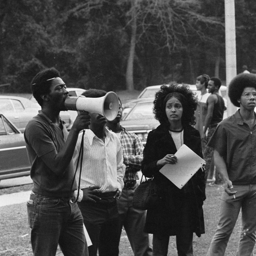 Students protest at Southern University in the 1970s