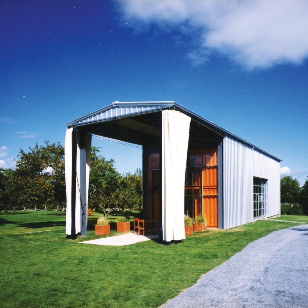 Photograph of a shipping container turned into a building