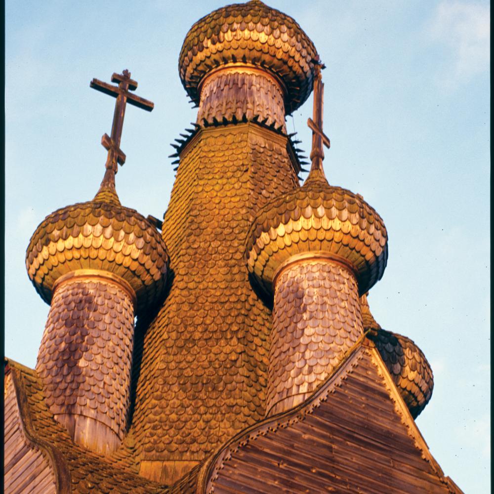 Photograph of turrets on a church