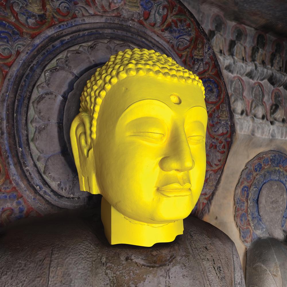 3-D digital reconstruction of Buddha's head sculpture