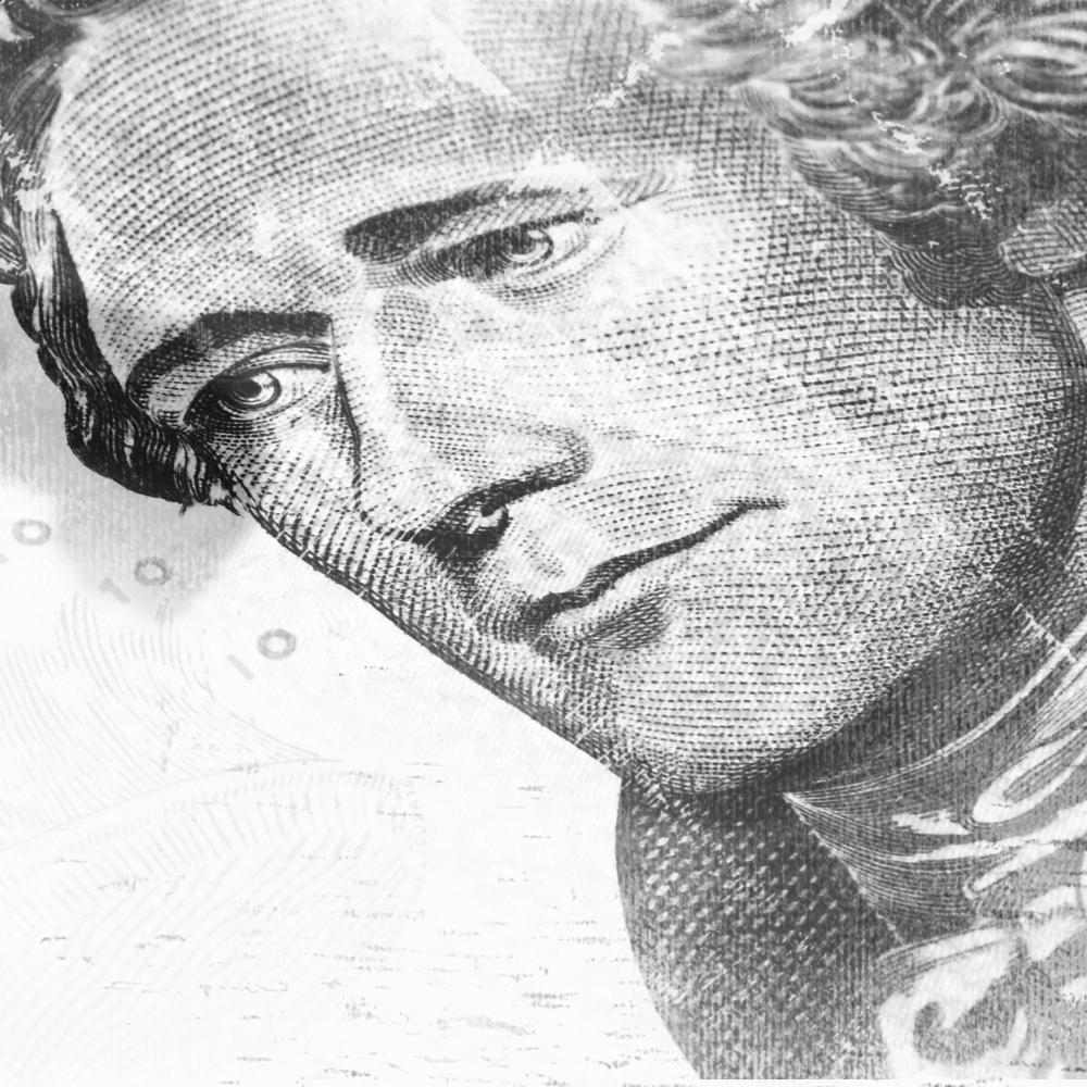 Hamilton as he appears on the five dollar bill