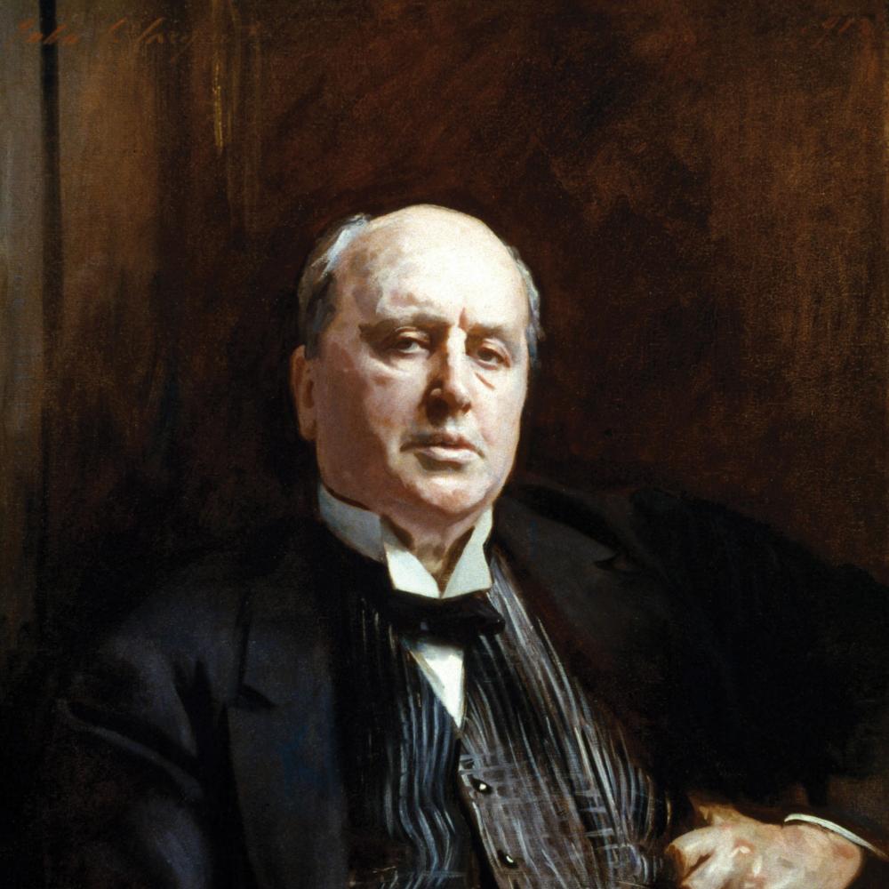 Portrait of Henry James in a black tuxedo