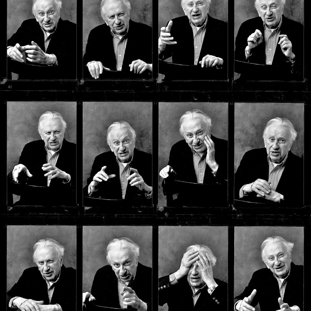 black and white photo montage of Studs Trekel