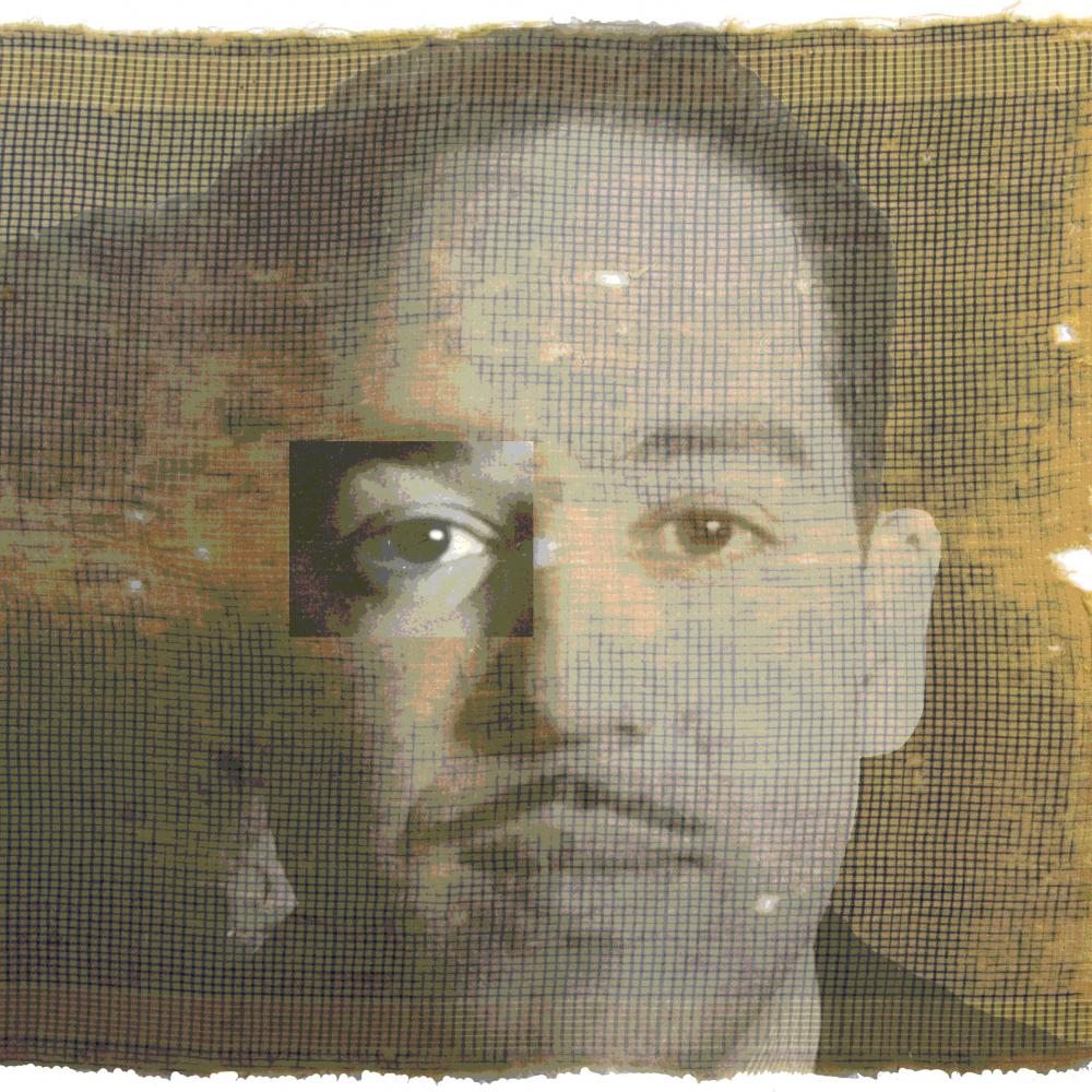 Stylized portrait of Langston Hughes