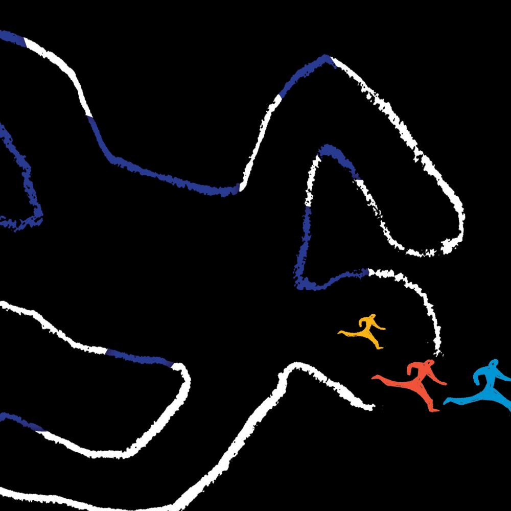 black background with a chalk outline of a person