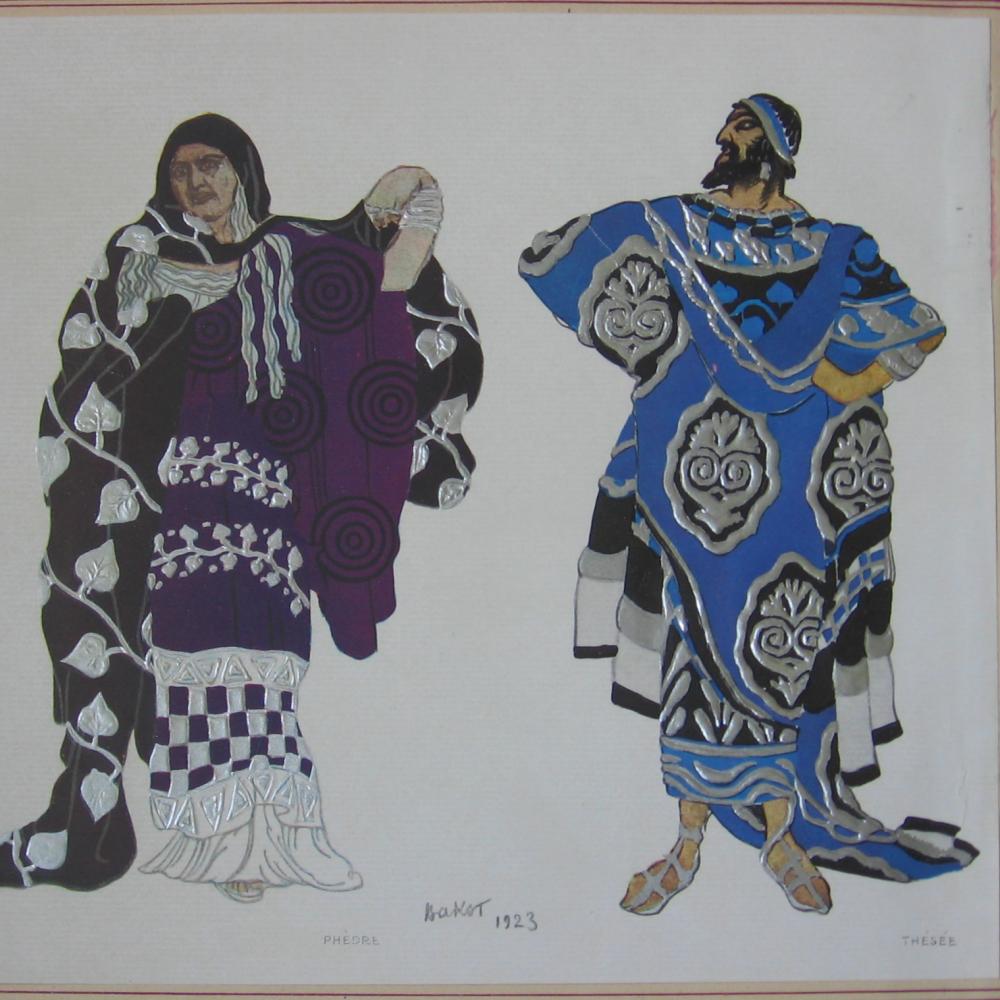 Costume design of Phèdre and King Theseus, 1923.