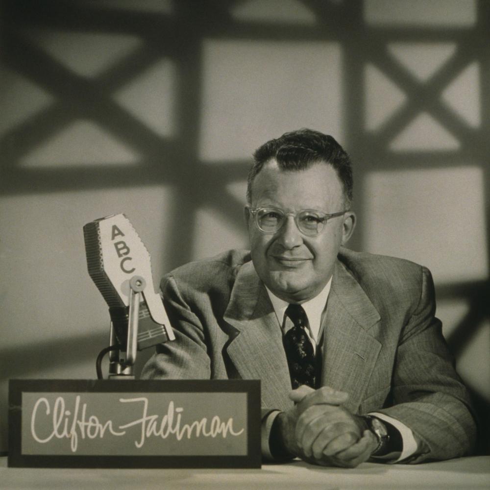 Clifton Fadiman hosting the TV quiz show The Name Is the Same in 1955. 