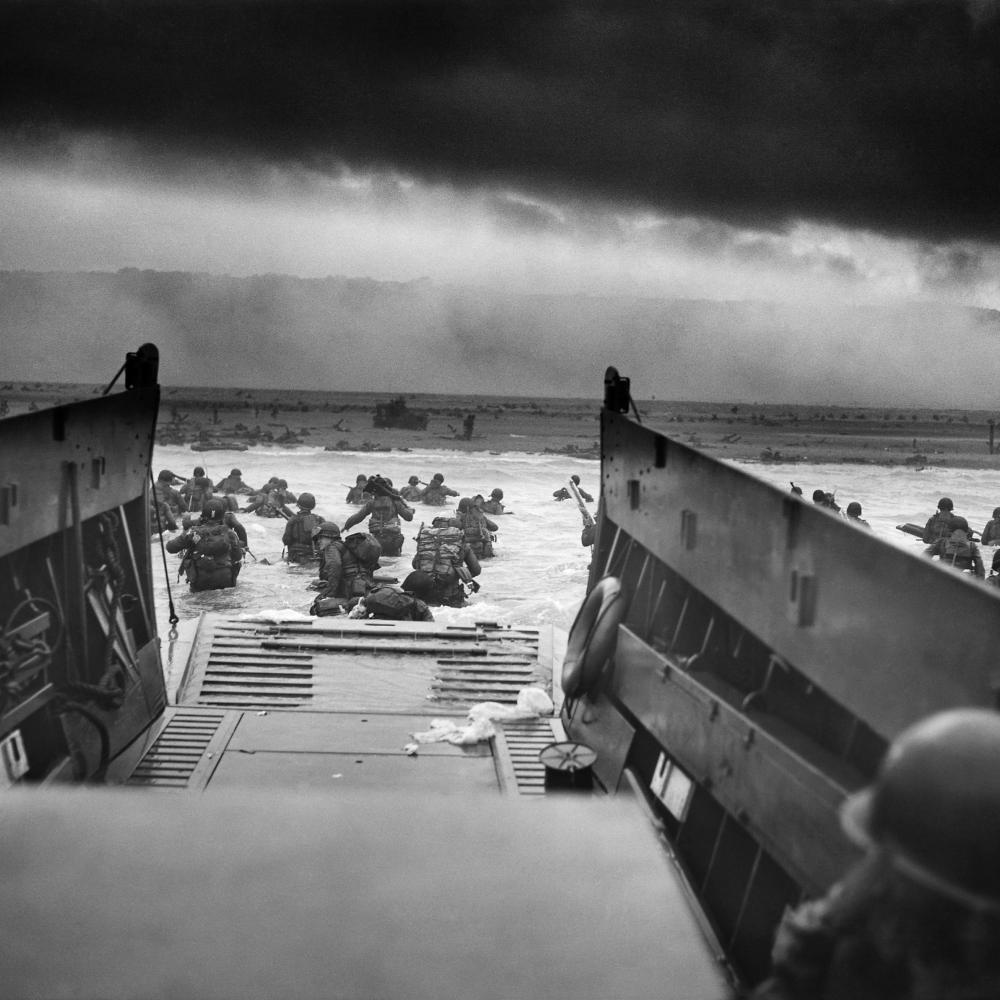 D-Day landing craft approach beach