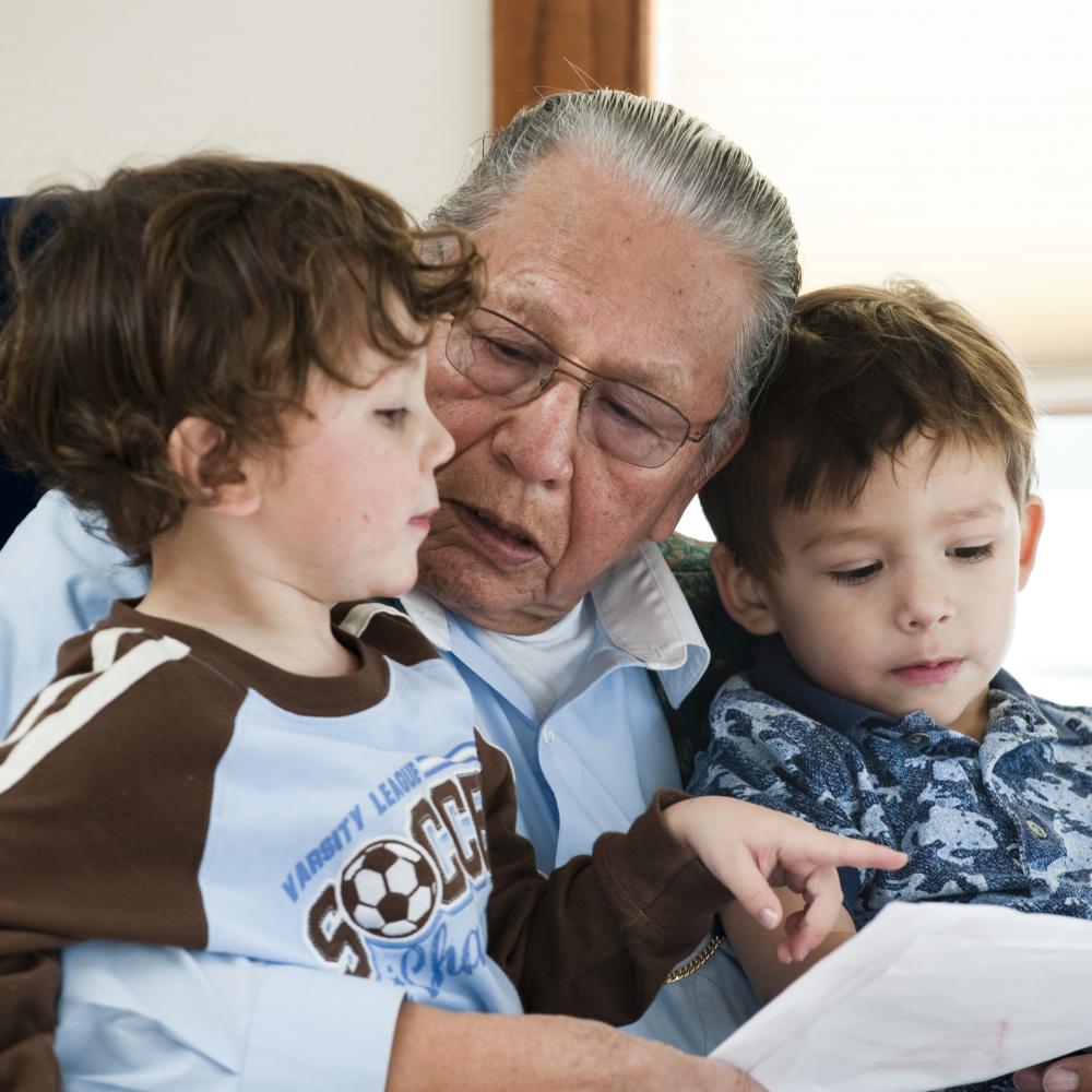 elder with children