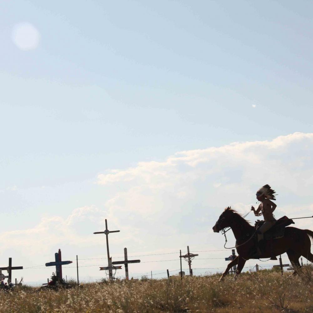Riderless horse in Wind River ceremonh