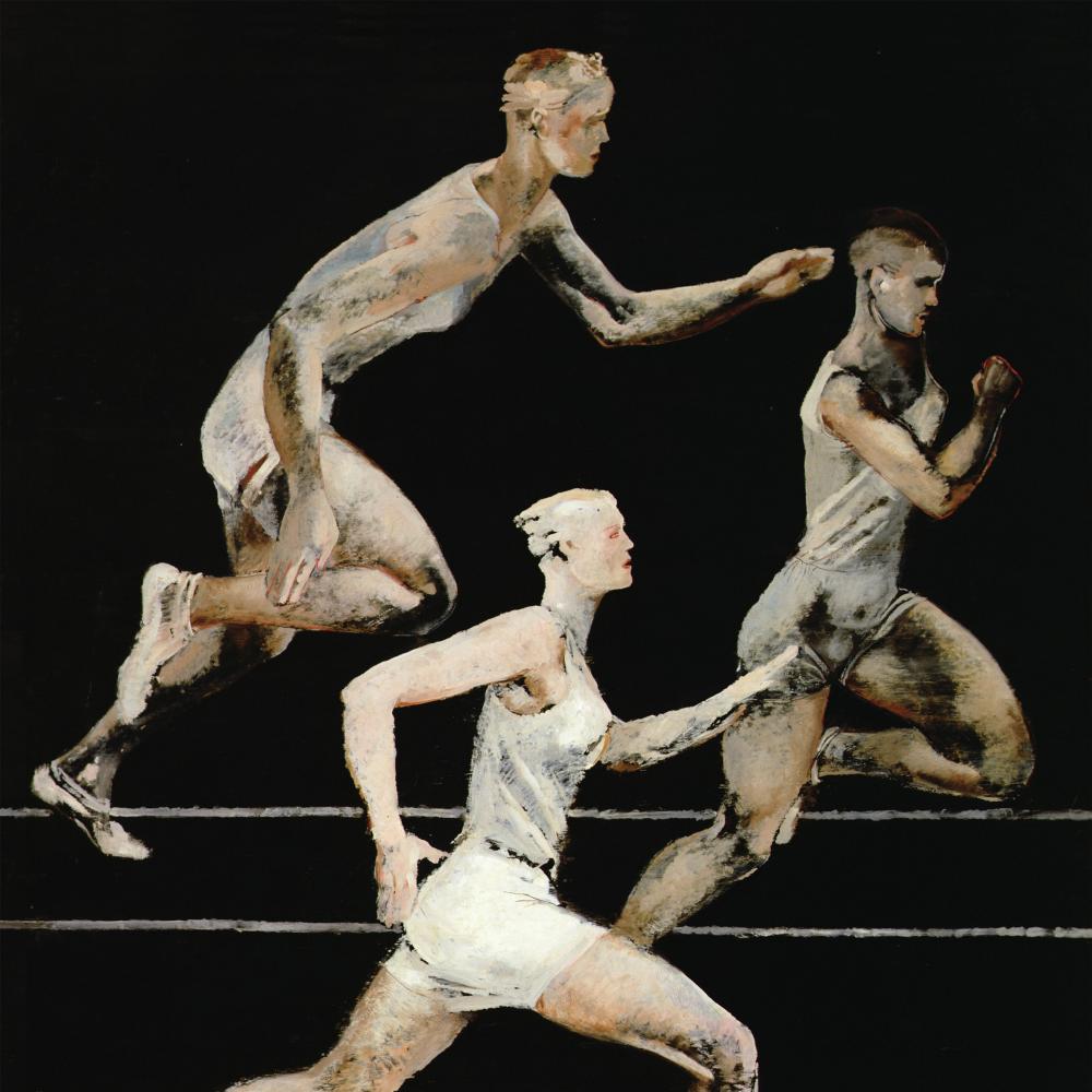 Painting of runners.