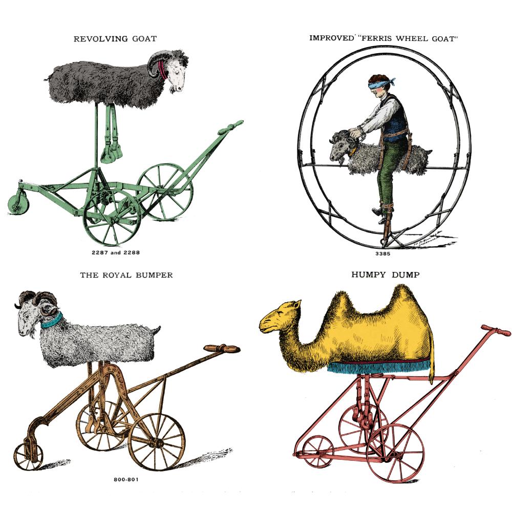 catalog picture of 5 types of mechanical goats