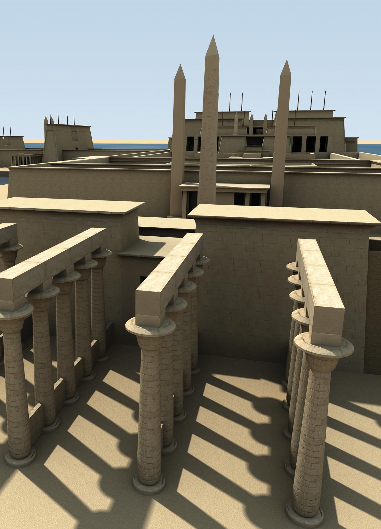 A Digital Rendering Of Four Rows Of Stone Columns Tall City Walls And A A Digital Rendering Of Four Rows Of Stone Columns Tall City Walls And A