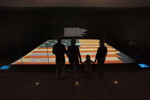 Visitors view the Star-Spangled Banner
