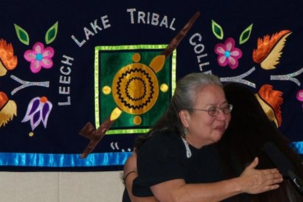 Photo of teacher and student at Leech Lake Tribal College