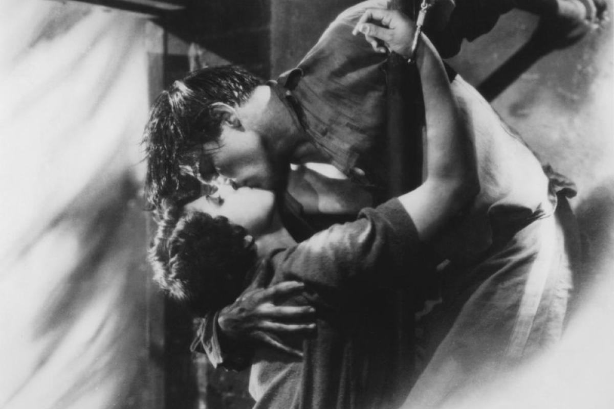 Two people kissing