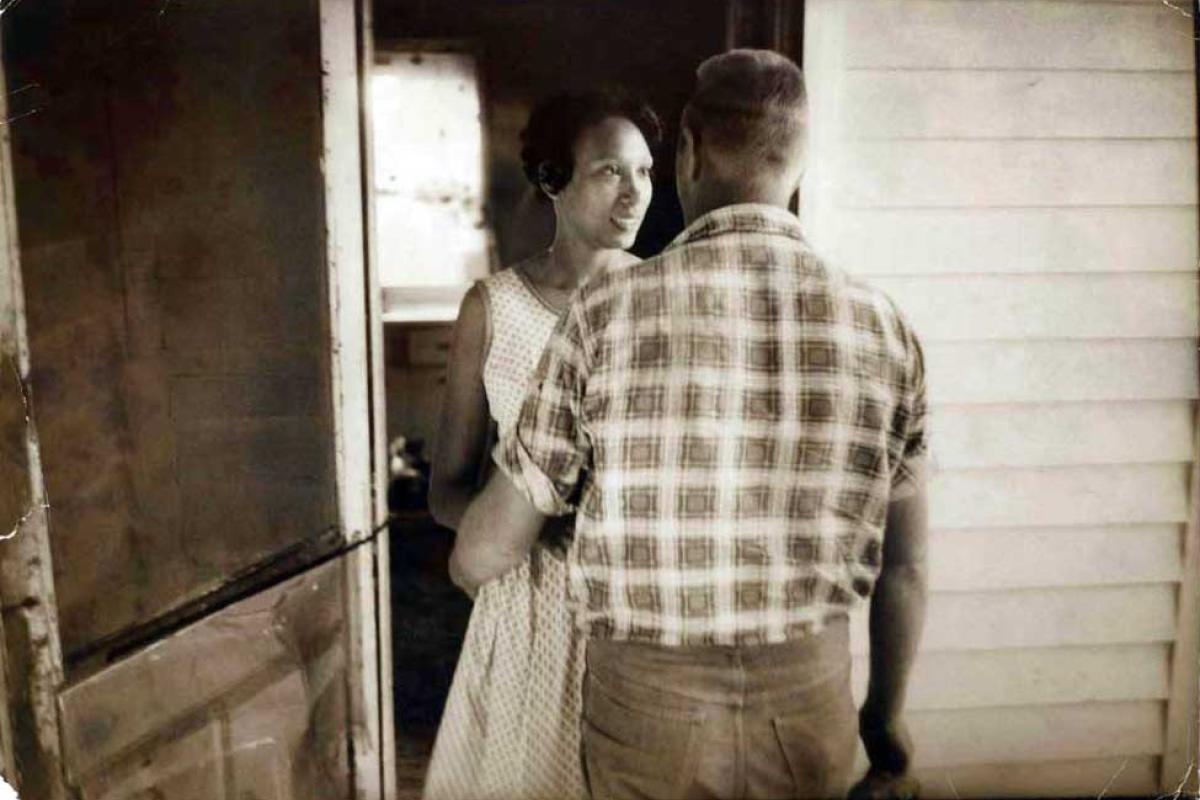 Robert and Mildred Loving, black and white photo