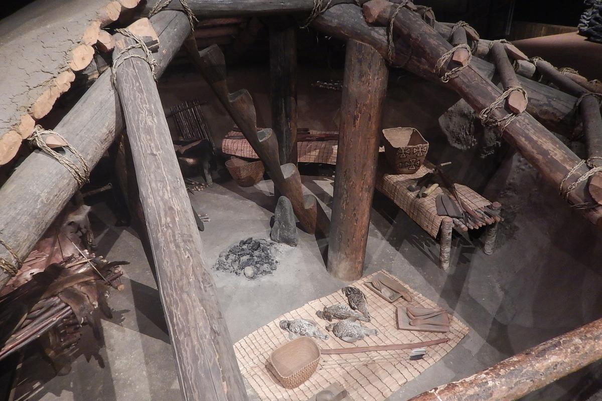 Example of the interior of a housepit at bridge river, british columbia