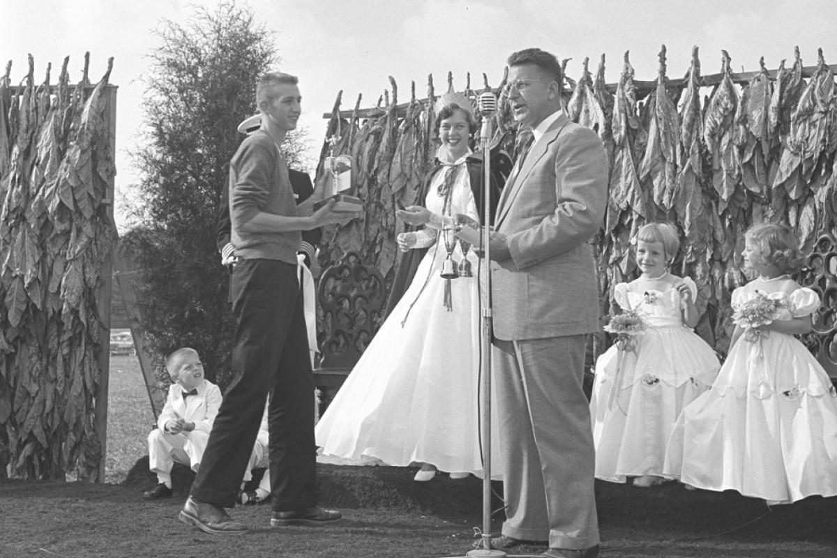 The crowing of Queen Nicotina at the Charles County Fair, circa 1955.