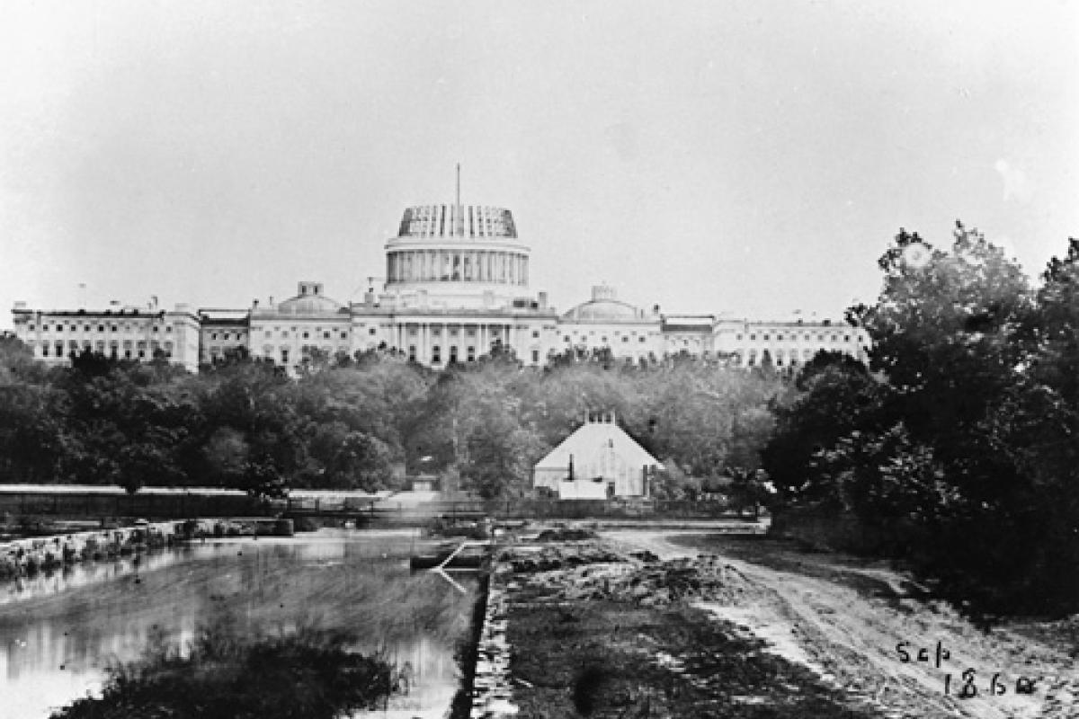 The U.S. Capitol under construction, 1860.