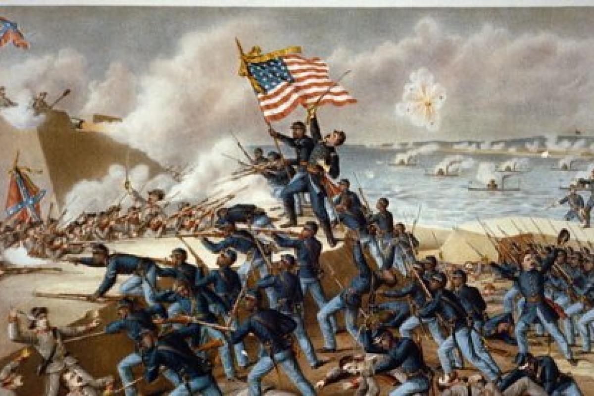 A print depicting the attack on Fort Wagner