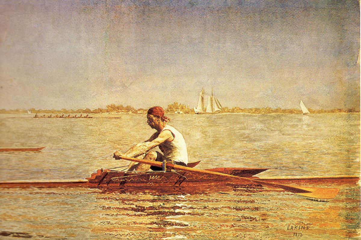 Thomas Eakins' painting of rower on the water