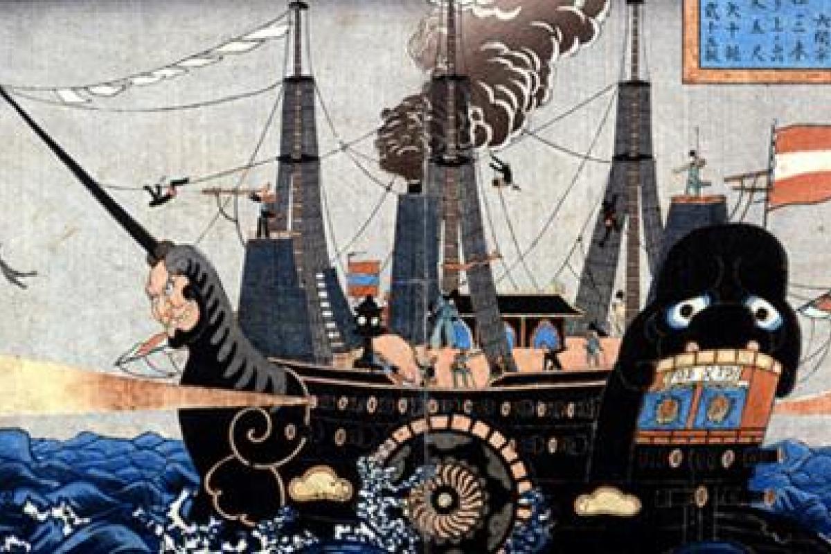 Depiction of Commodore Perry's flagship, the USS Powhatan