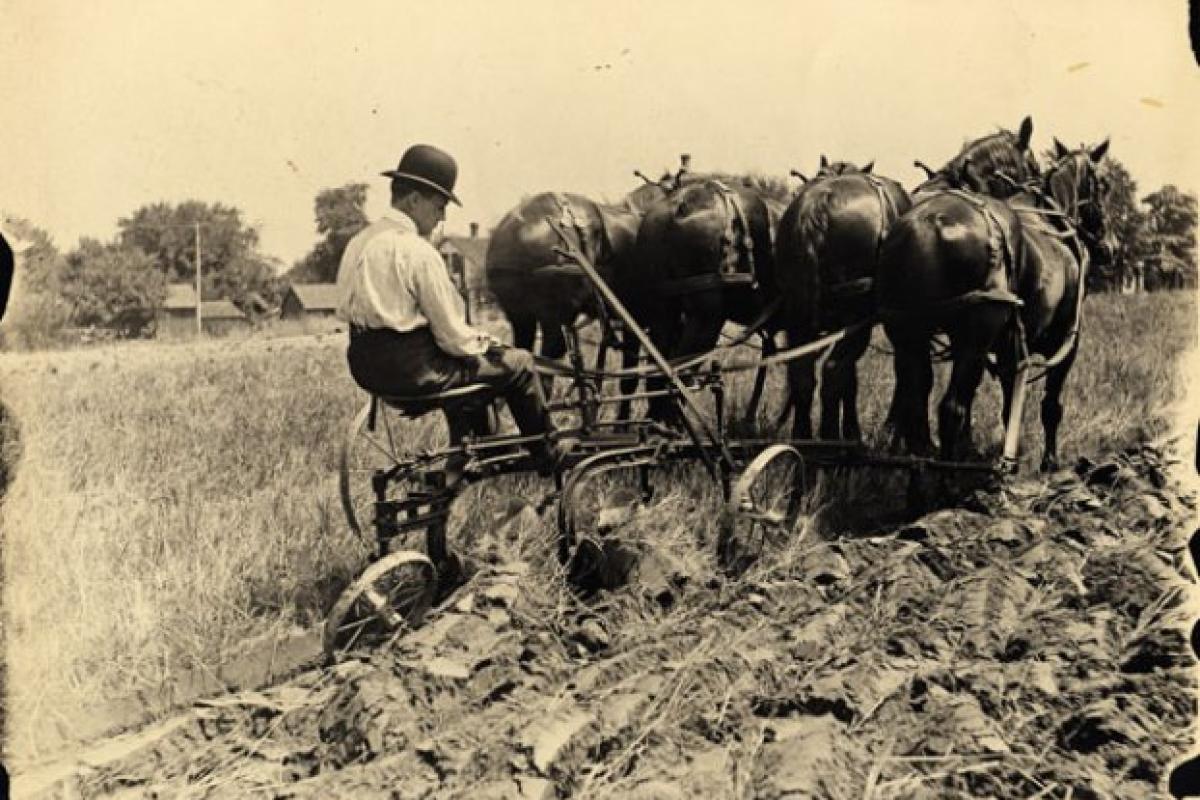 Man plowing a field in Colorado
