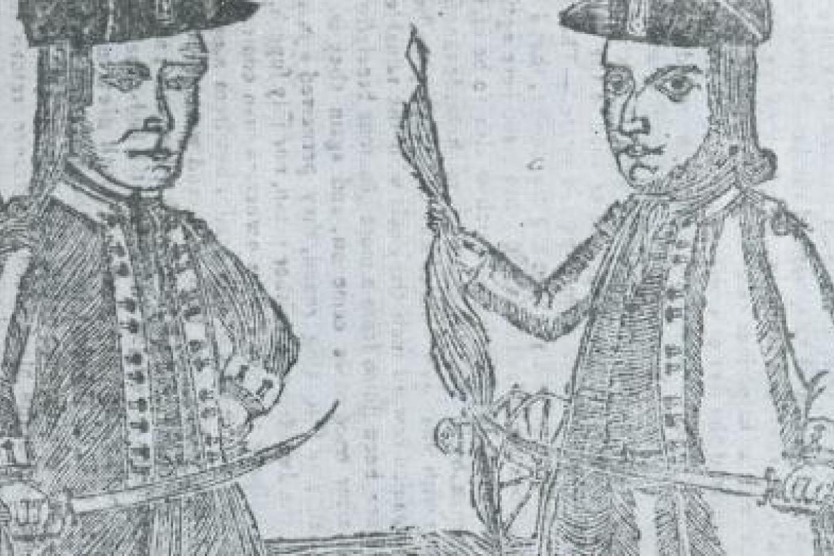 Portraits of Daniel Shays and Job Shattuck, leaders of the "Regulators," 1787