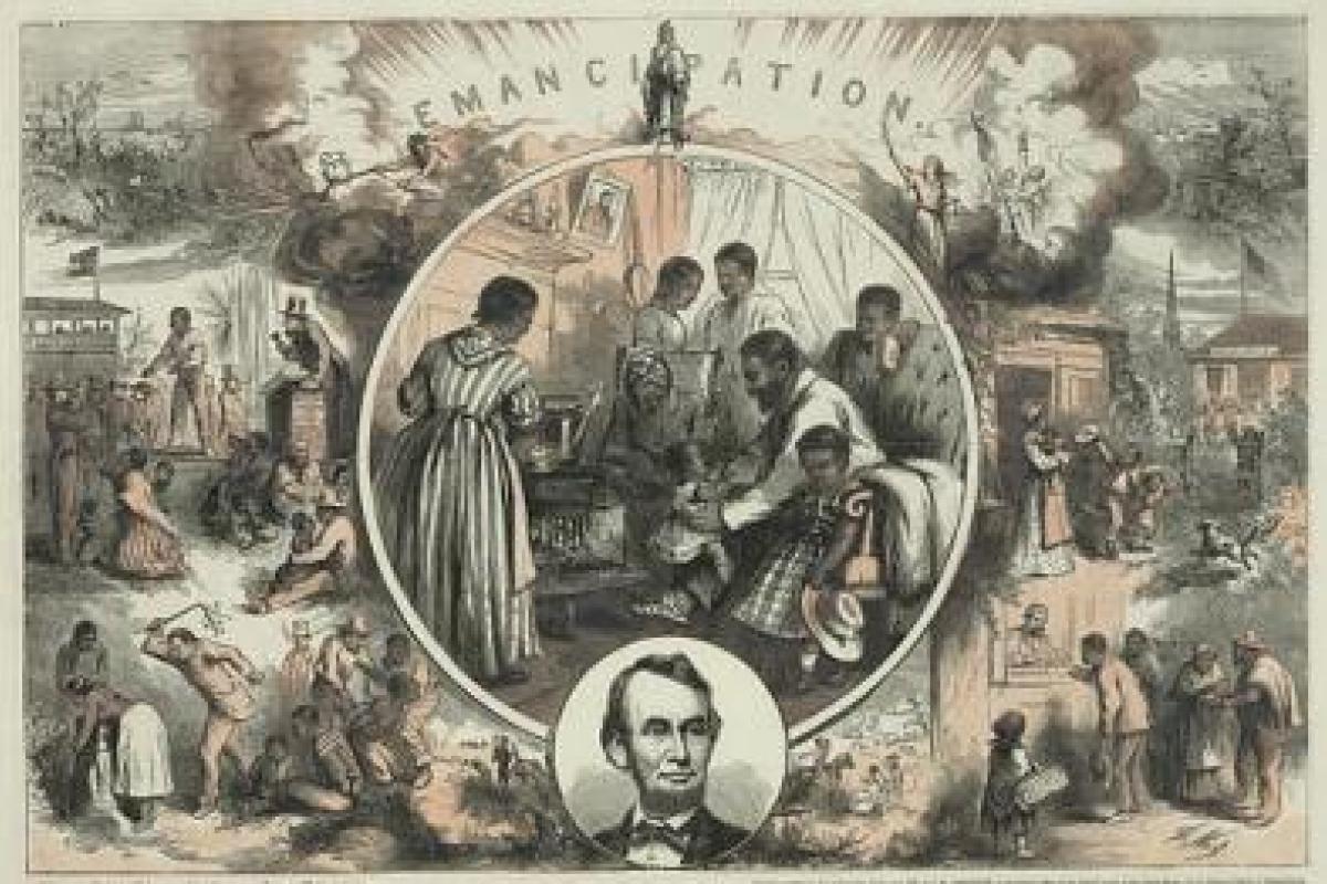 Emancipation, print by Thomas Nast, c.1865