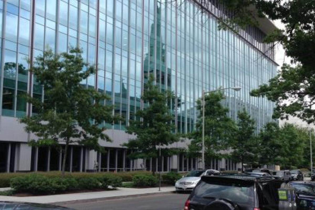 The southwest facade of Constitution Center. Federal/State Partnership is on the