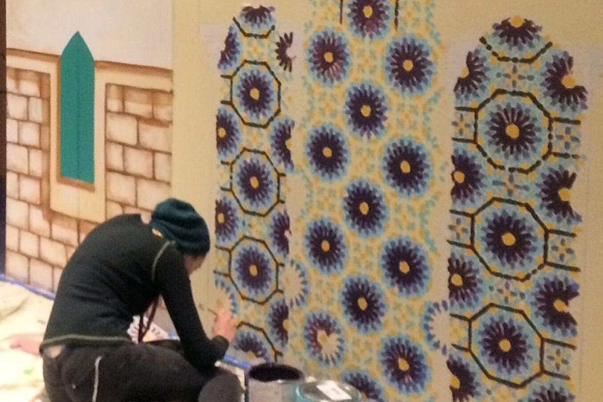 Preparing a wall as part of the exhibition