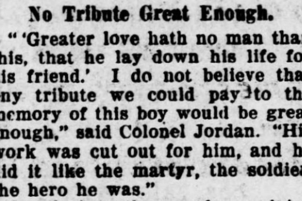 A newspaper memorial to an Rock Island soldier