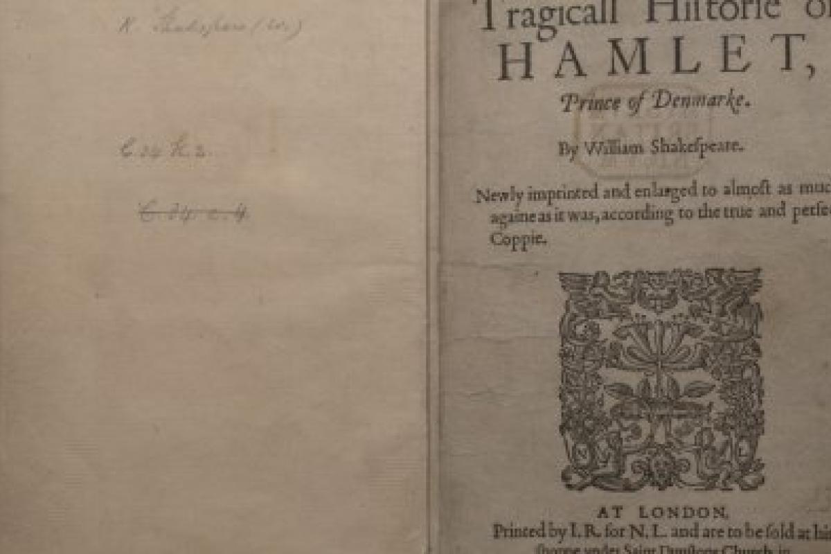 Photo of Hamlet, 1605 copy of the original text